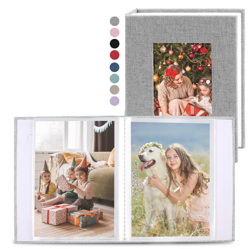vivinin 2 Pack Photo Album 4x6  Linen Cover Photo Album  Small Photo Album Book for 36 Pockets Hold 72 Pictures  Picture Book for Photos Family Anniversaries Baby Vacations(gray) - Image 1